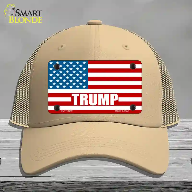 Trump American Flag Novelty License Plate Hat Mesh / Khaki