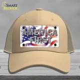 America First Novelty License Plate Hat Mesh / Khaki