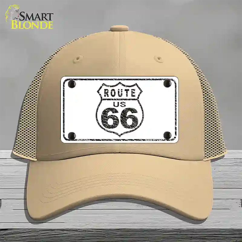 Route 66 Distressed Novelty License Plate Hat Mesh / Khaki