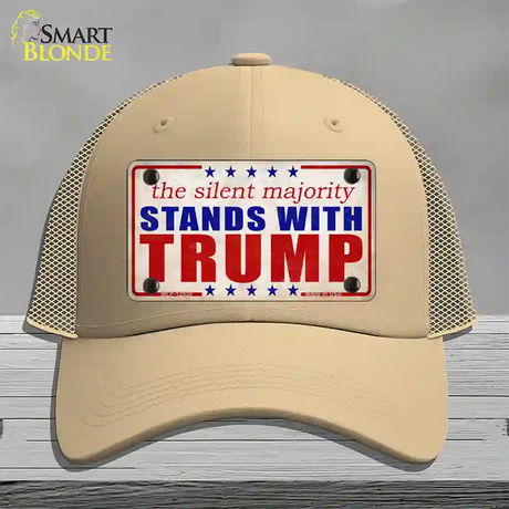 Silent Majority Stands with Trump Novelty License Plate Hat Mesh / Khaki