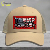 Trump 2024 Flag Novelty License Plate Hat Mesh / Khaki