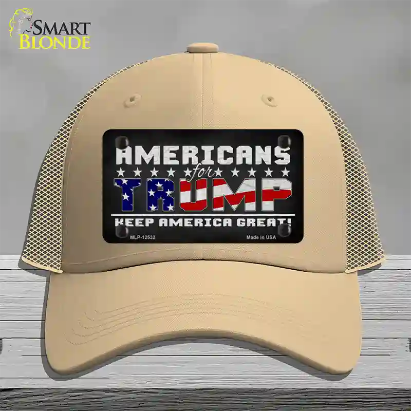 Americans For Trump Novelty License Plate Hat Mesh / Khaki