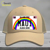 Maui Hawaii Novelty License Plate Hat Mesh / Khaki