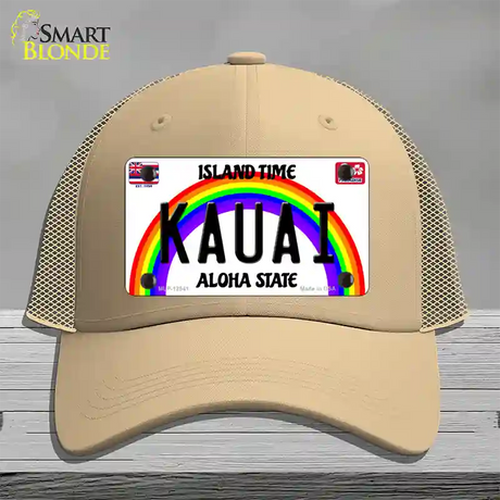 Kauai Hawaii Novelty License Plate Hat Mesh / Khaki