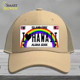 I Love Hawaii Novelty License Plate Hat Mesh / Khaki