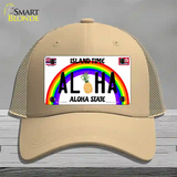 Aloha Pineapple Hawaii Novelty License Plate Hat Mesh / Khaki