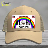 Aloha Coconut Hawaii Novelty License Plate Hat Mesh / Khaki