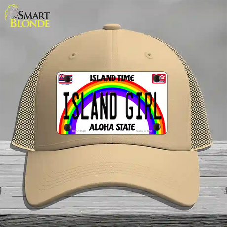 Island Girl Hawaii Novelty License Plate Hat Mesh / Khaki