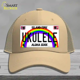 Ukulele Hawaii Novelty License Plate Hat Mesh / Khaki