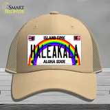 Haleakala Hawaii Novelty License Plate Hat Mesh / Khaki