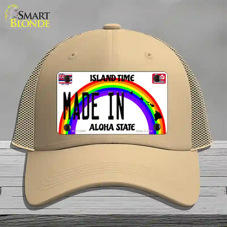 Made In Hawaii Silhouette Novelty License Plate Hat Mesh / Khaki