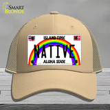 Native Hawaii Novelty License Plate Hat Mesh / Khaki