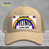 Honu Hawaii Novelty License Plate Hat Mesh / Khaki