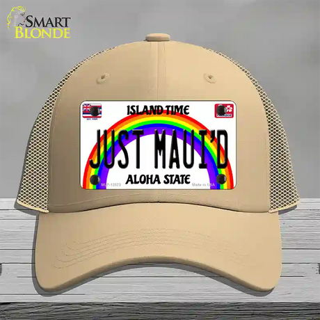 Just Mauid Hawaii Novelty License Plate Hat Mesh / Khaki