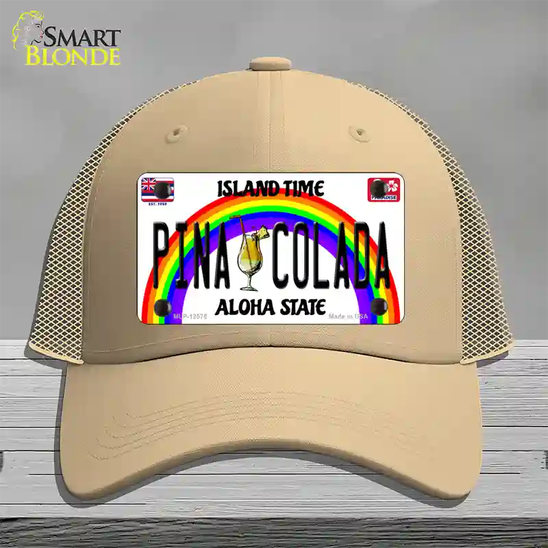 Pina Colada Hawaii Novelty License Plate Hat Mesh / Khaki