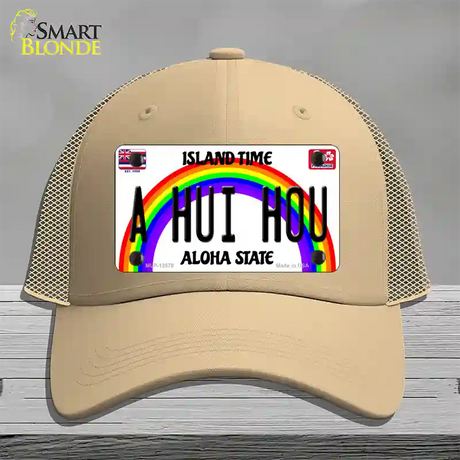 A Hui Hou Hawaii Novelty License Plate Hat Mesh / Khaki