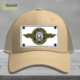 Route 66 Shield Emblem Novelty License Plate Hat Mesh / Khaki