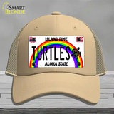 Turtles Hawaii Novelty License Plate Hat Mesh / Khaki