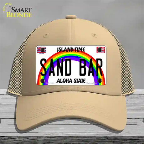 Sand Bar Hawaii Novelty License Plate Hat Mesh / Khaki