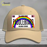 Paddleboard Hawaii Novelty License Plate Hat Mesh / Khaki