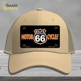 Route 66 Motorcycles Novelty License Plate Hat Mesh / Khaki