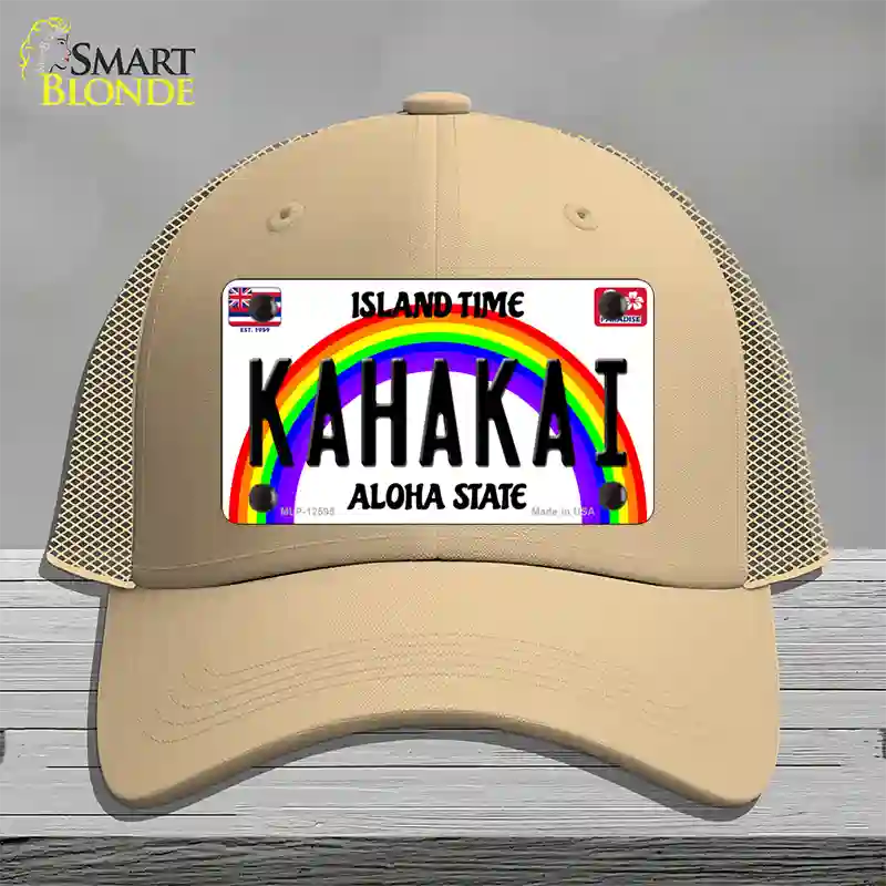 Kahakai Hawaii Novelty License Plate Hat Mesh / Khaki