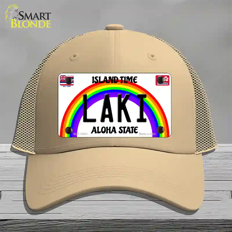 Laki Hawaii Novelty License Plate Hat Mesh / Khaki