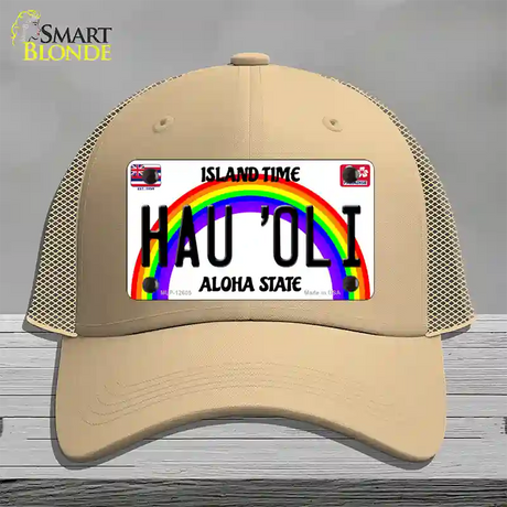 Hau Oli Hawaii Novelty License Plate Hat Mesh / Khaki