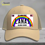 Lanai Hawaii Novelty License Plate Hat Mesh / Khaki