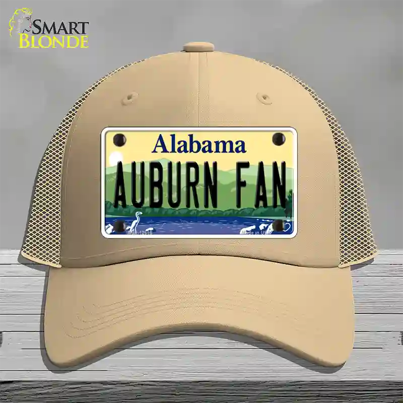 Auburn Fan Novelty License Plate Hat Mesh / Khaki