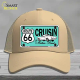 Route 66 Retro Cruisin Novelty License Plate Hat Mesh / Khaki