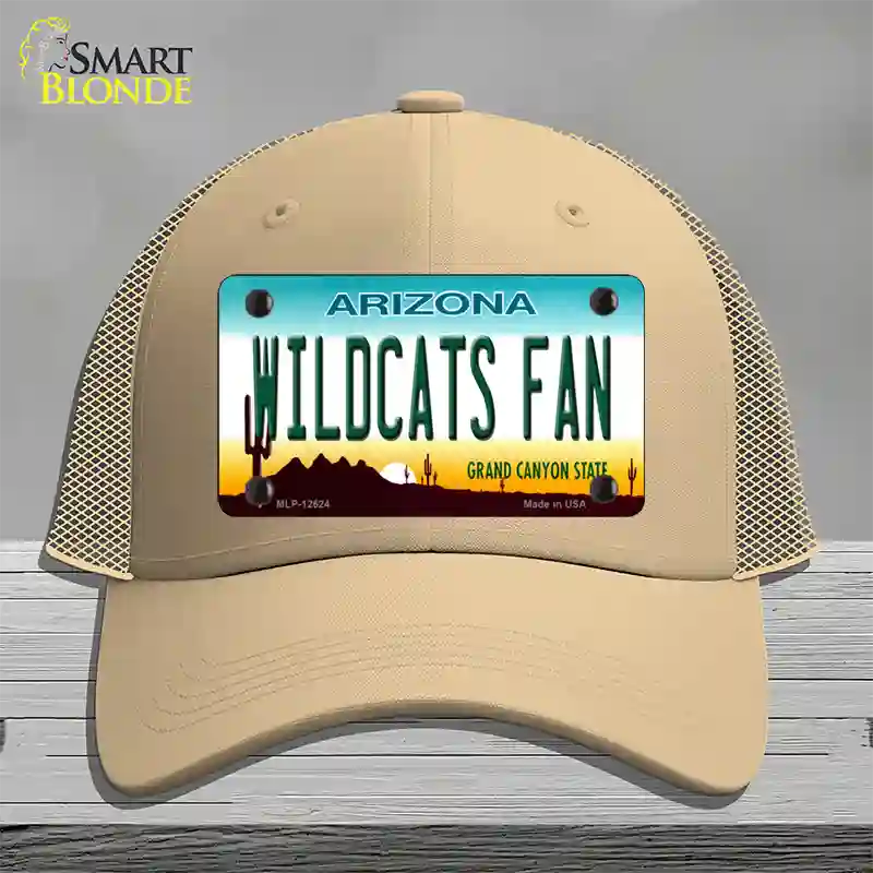 Wildcats Fan Novelty License Plate Hat Mesh / Khaki