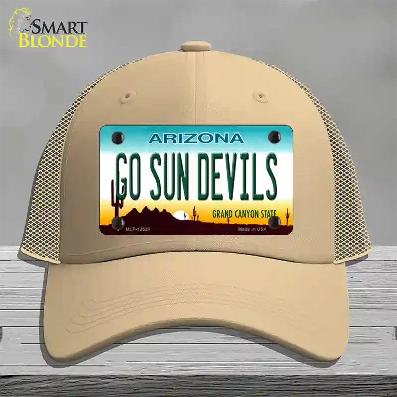 Go Sun Devils Novelty License Plate Hat Mesh / Khaki