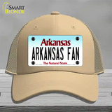 Arkansas Fan Novelty License Plate Hat Mesh / Khaki