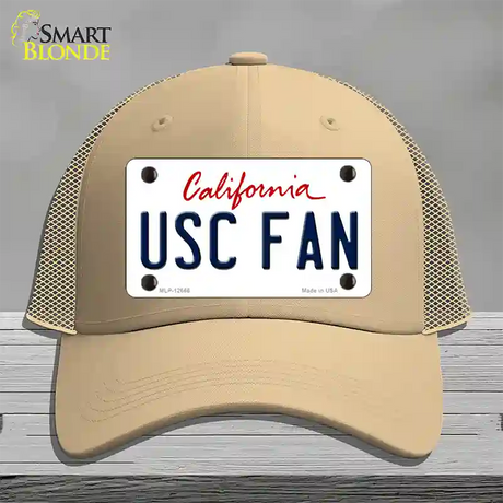 USC Fan Novelty License Plate Hat Mesh / Khaki