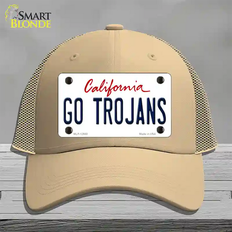 Go Trojans Novelty License Plate Hat Mesh / Khaki