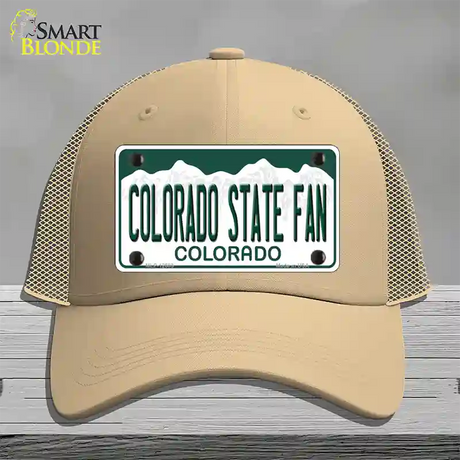 Colorado State Fan Novelty License Plate Hat Mesh / Khaki