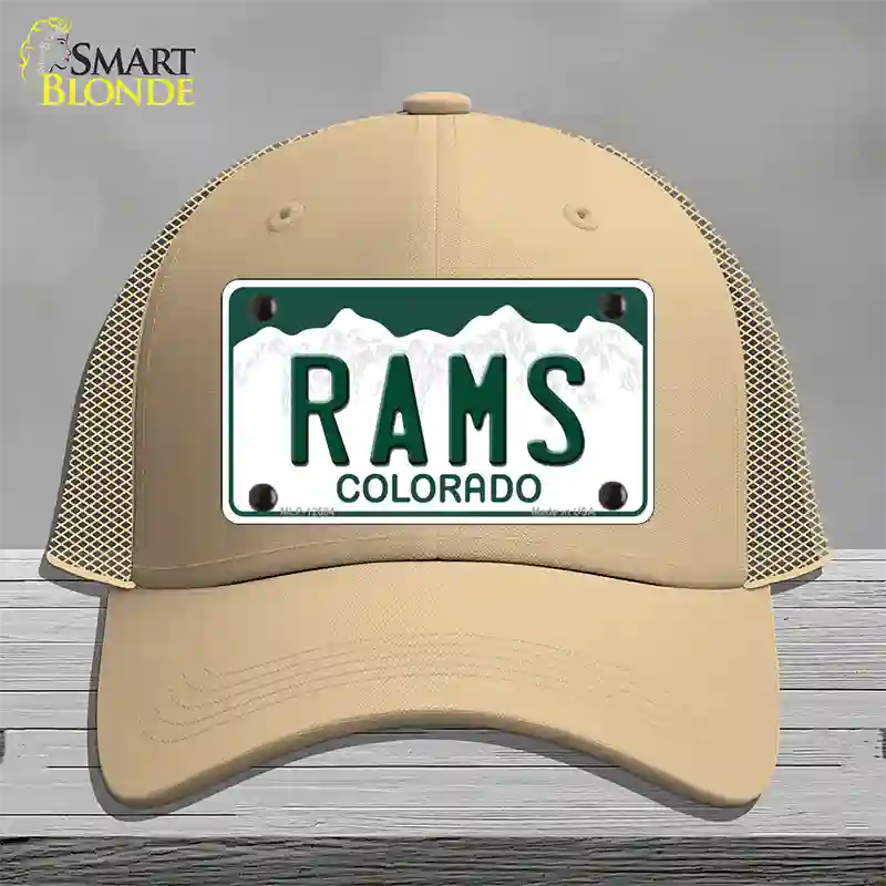 Rams Novelty License Plate Hat Mesh / Khaki