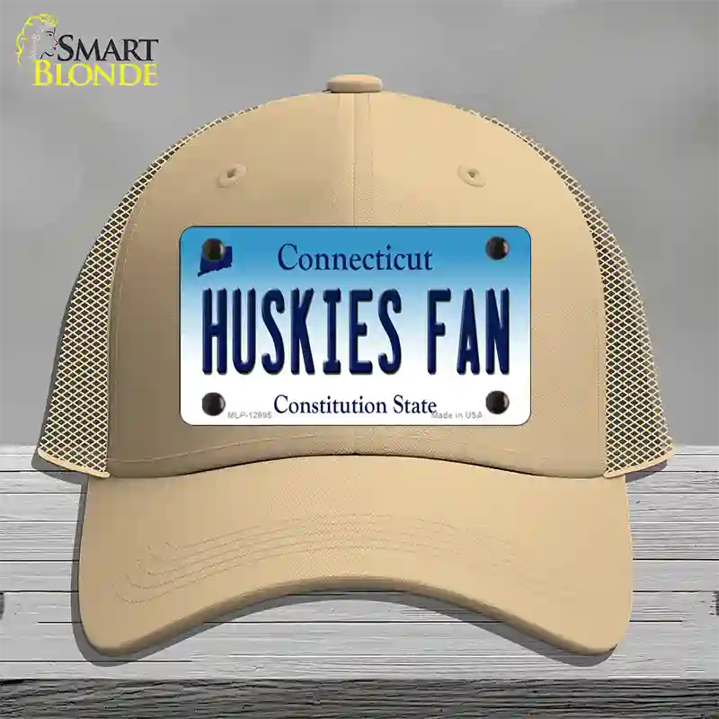 Huskies Fan Novelty License Plate Hat Mesh / Khaki