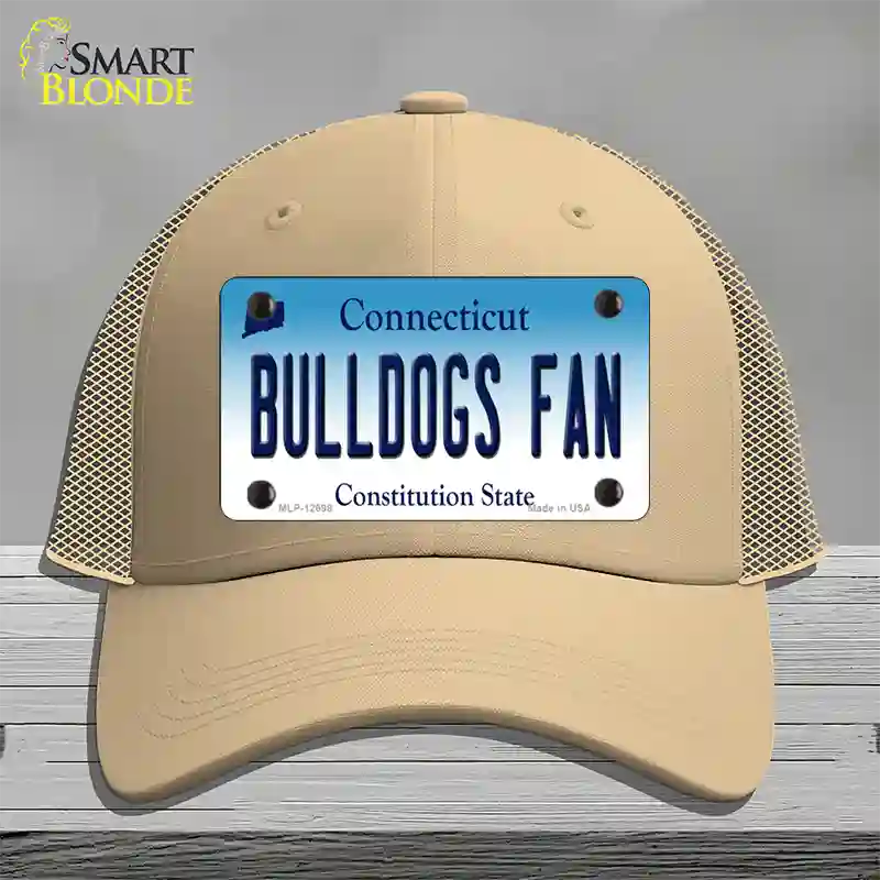 Bulldogs Fan Connecticut Novelty License Plate Hat Mesh / Khaki