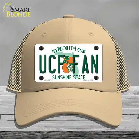 UCF Fan Novelty License Plate Hat Mesh / Khaki