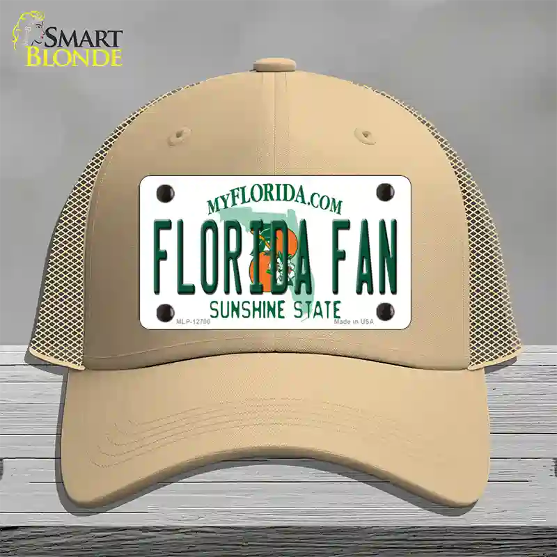 Florida Fan Novelty License Plate Hat Mesh / Khaki