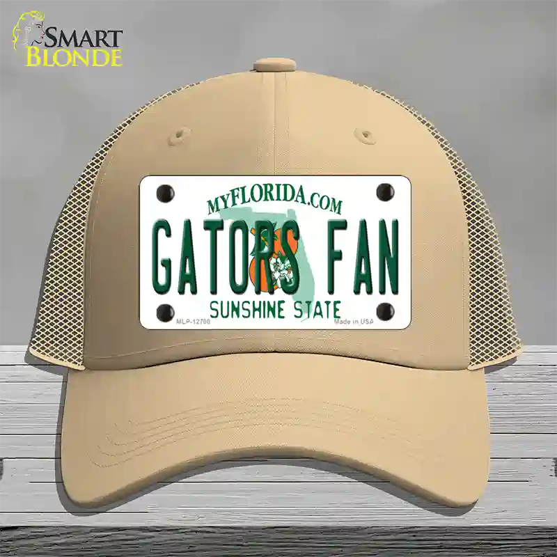 Gators Fan Novelty License Plate Hat Mesh / Khaki