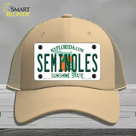 Seminoles Novelty License Plate Hat Mesh / Khaki