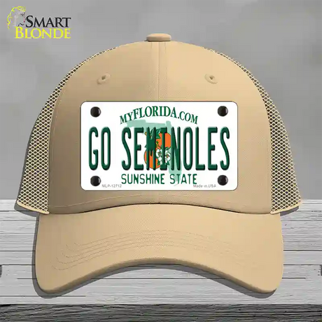 Go Seminoles Novelty License Plate Hat Mesh / Khaki