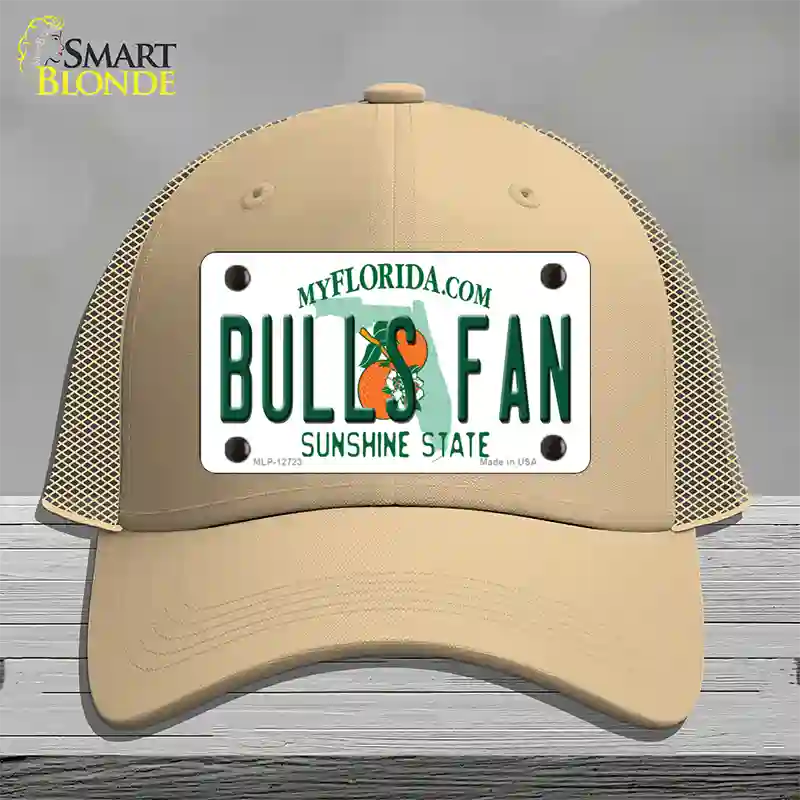 Bulls Fan Novelty License Plate Hat Mesh / Khaki