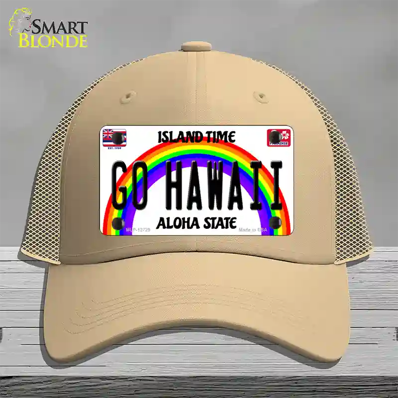 Go Hawaii Novelty License Plate Hat Mesh / Khaki