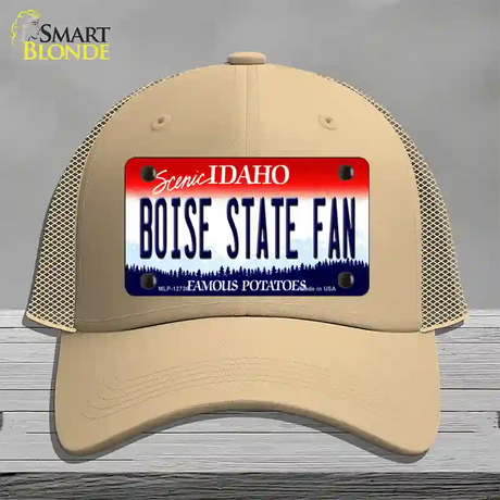 Boise State Fan Novelty License Plate Hat Mesh / Khaki