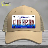 Go Northwestern Novelty License Plate Hat Mesh / Khaki