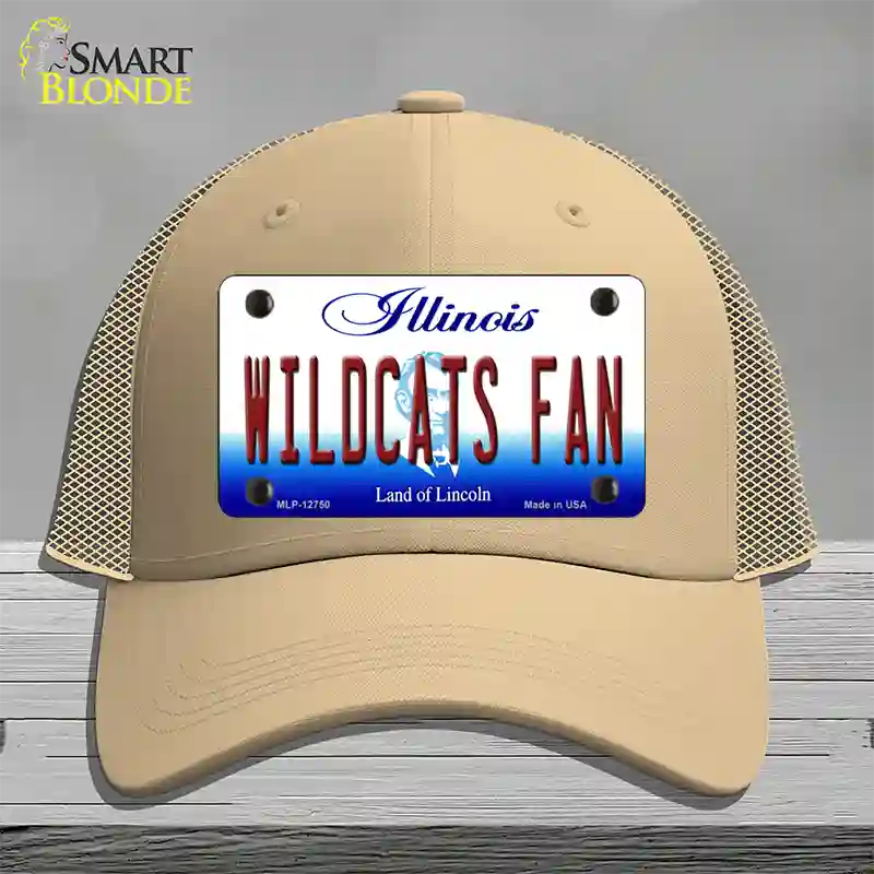 Wildcats Fan Illinois Novelty License Plate Hat Mesh / Khaki